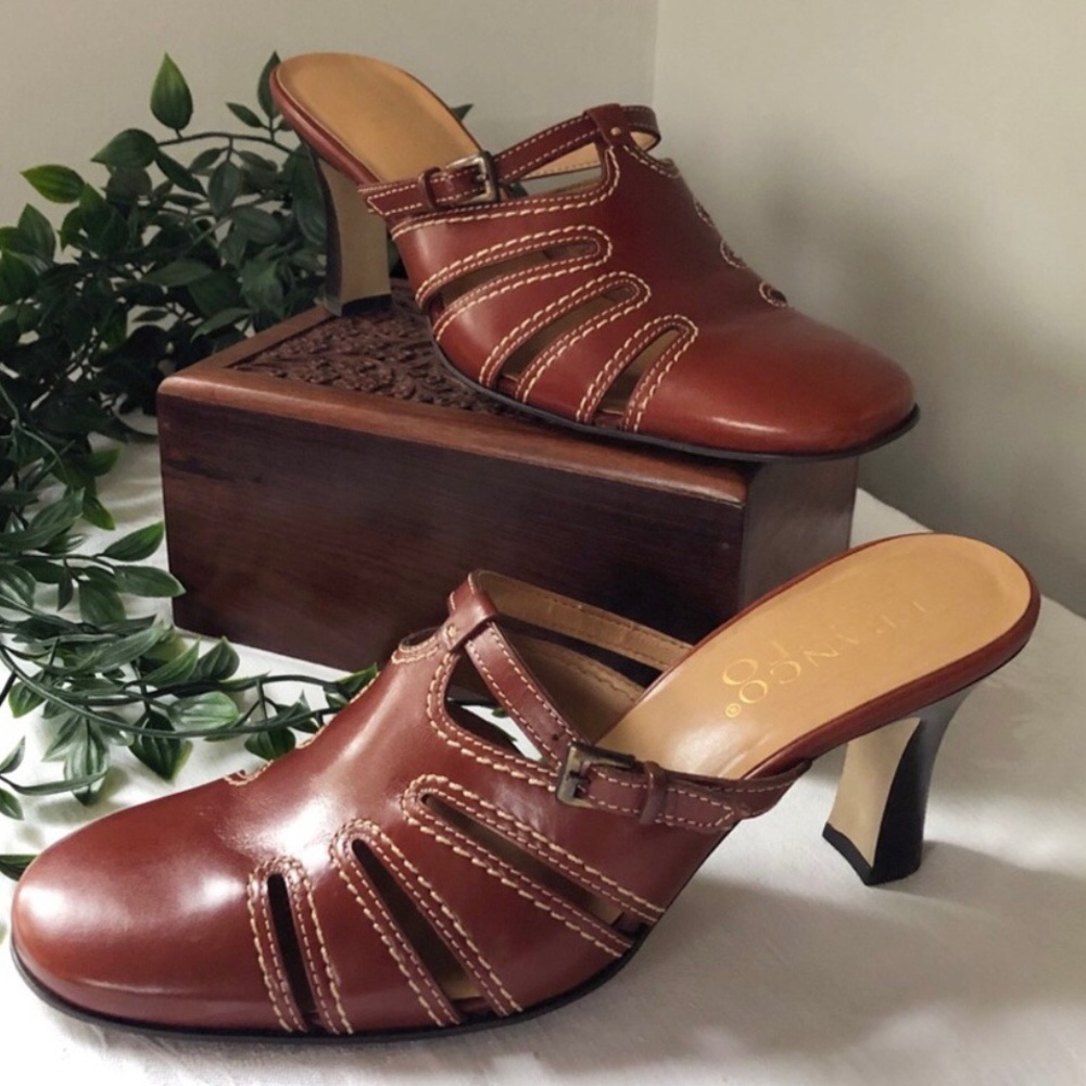 Franco Sarto Brown Heels Mules 7.5